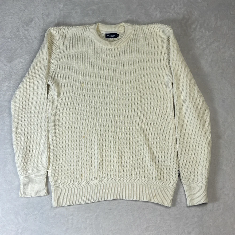 Holebrook Sweden Men's Sweater Cream Size M Waffle Knit Cotton Pullover